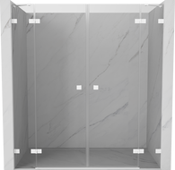 Mexen Lunar Duo portes de douche battantes 200 cm, transparentes, blanches - 834D-200-000-20-00