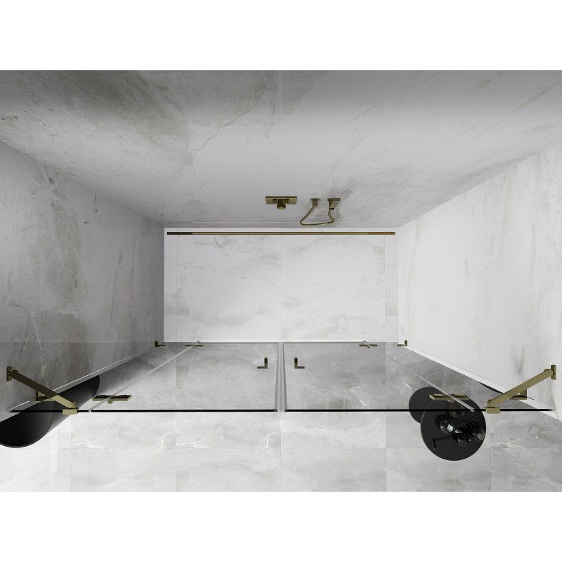 Mexen Lunar Double porte de douche pivotante 200 cm, transparent, doré - 834D-200-000-50-00