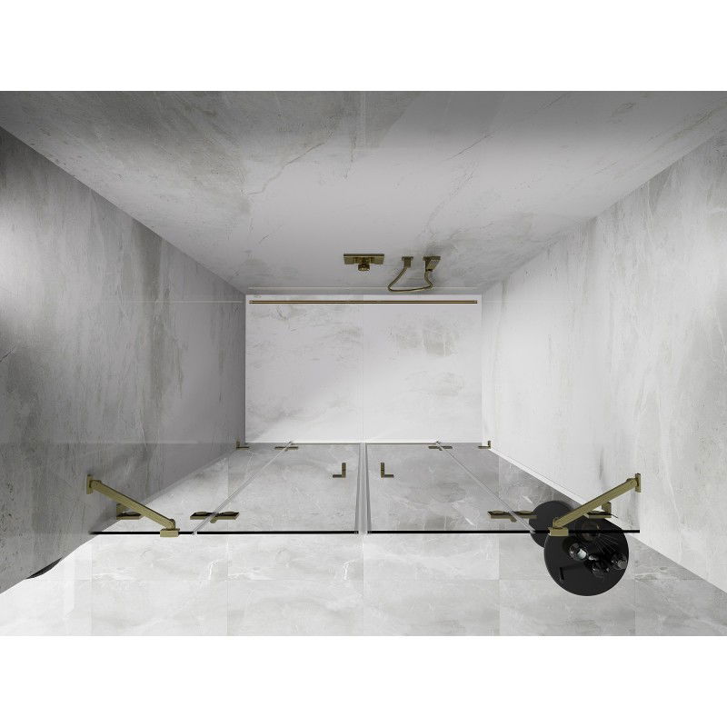 Mexen Lunar Duo porte de douche battantes 160 cm, transparent, doré brossé - 834D-160-000-55-00