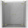 Mexen Lunar Duo portes de douche pivotantes 170 cm, transparentes, brossé doré - 834D-170-000-55-00