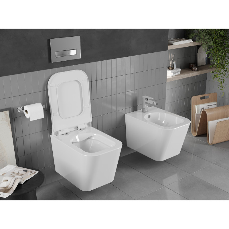 Mexen Teo cuvette WC sans rebord avec abattant à descente lente slim, duroplast, blanc brillant - 30850700
