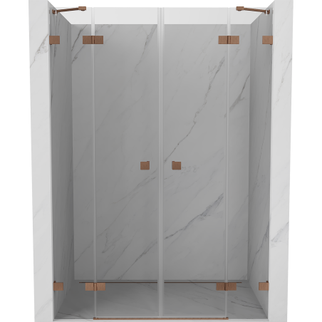 Mexen Lunar Duo portes de douche pivotantes 150 cm, transparent, cuivre brossé - 834D-150-000-65-00