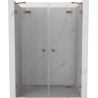 Mexen Lunar Duo portes de douche battantes 160 cm, transparent, cuivre brossé - 834D-160-000-65-00