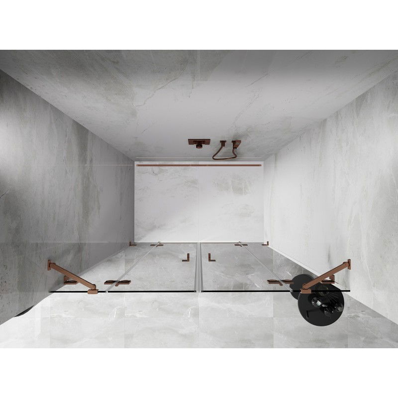 Mexen Lunar Duo portes de douche pivotantes 170 cm, transparentes, cuivre brossé - 834D-170-000-65-00