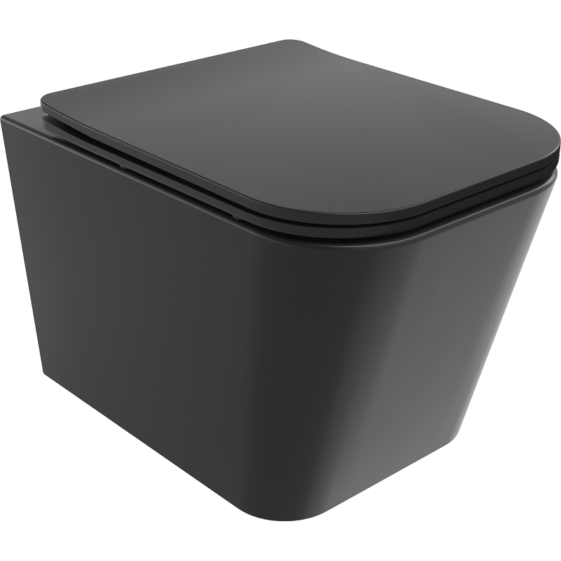 Mexen Teo Cuvette WC sans bride avec abattant à descente lente slim, duroplast, noir mat - 30850685