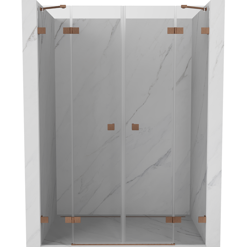 Mexen Lunar Duo portes de douche pivotantes 190 cm, transparentes, cuivre brossé - 834D-190-000-65-00