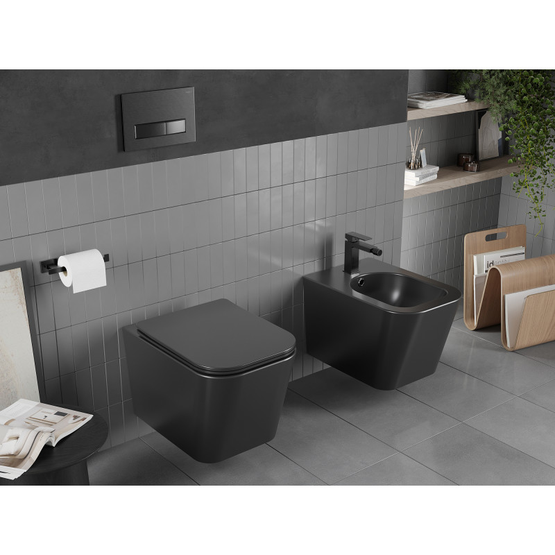 Mexen Teo Cuvette WC sans bride avec abattant à descente lente slim, duroplast, noir mat - 30850685