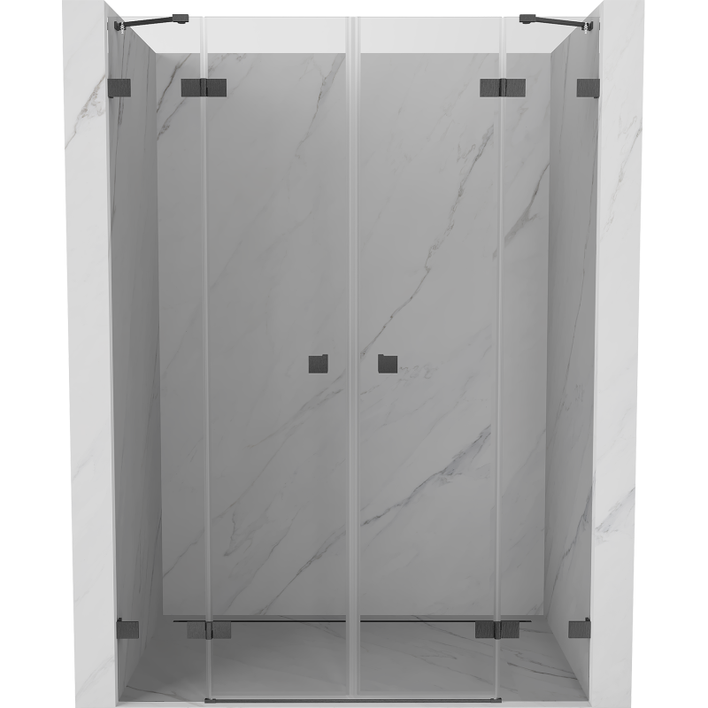 Mexen Lunar Duo porte de douche pivotante 140 cm, transparent, gris acier brossé - 834D-140-000-66-00