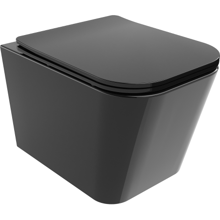 Mexen Teo bol de WC Rimless avec siège slim à fermeture lente, duroplast, Noir - 30854070