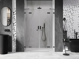 Mexen Lunar Duo porte de douche pivotante 140 cm, transparent, gris acier brossé - 834D-140-000-66-00