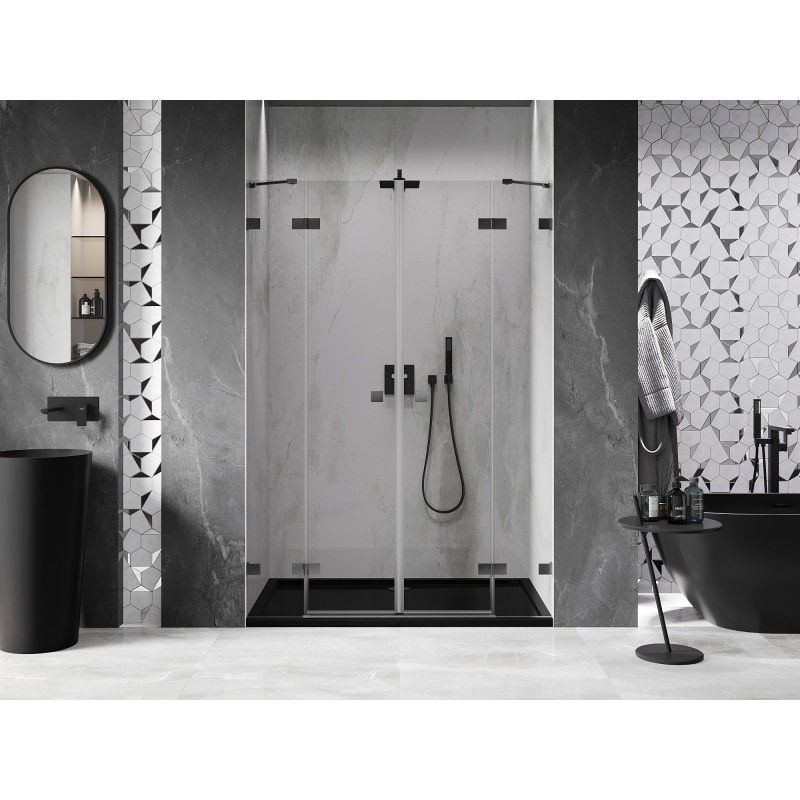 Mexen Lunar Duo portes de douche battantes 150 cm, transparentes, gris canon brossé - 834D-150-000-66-00