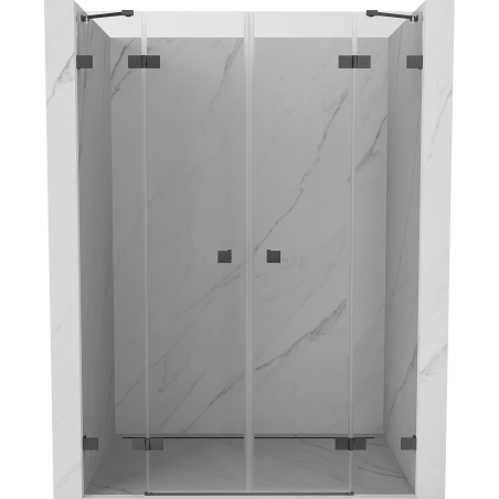 Mexen Lunar Duo portes de douche battantes 150 cm, transparentes, gris canon brossé - 834D-150-000-66-00