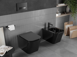 Mexen Teo bol de WC Rimless avec siège slim à fermeture lente, duroplast, Noir - 30854070