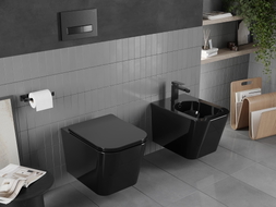 Mexen Teo cuvette WC Rimless avec abattant à fermeture douce slim, duroplast, noir brillant - 30854070