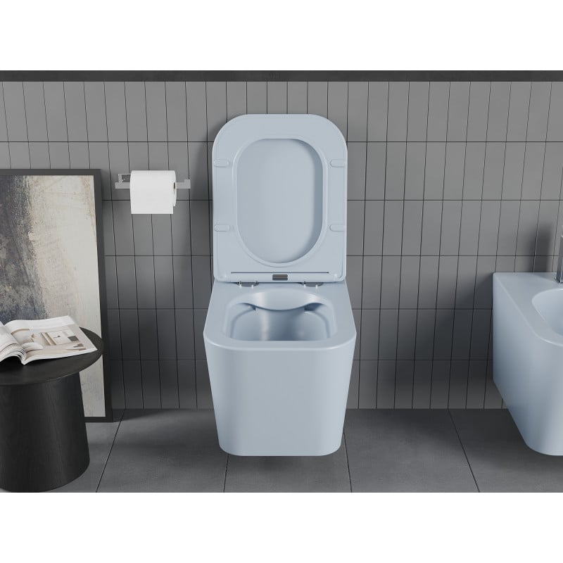 Mexen Teo cuvette WC sans rebord avec abattant à fermeture lente slim, duroplast, gris-bleu mat - 30854069