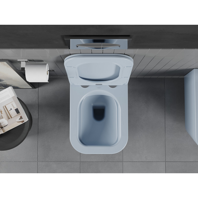 Mexen Teo cuvette WC sans rebord avec abattant à descente amortie slim, duroplast, gris-bleu mat - 30854069