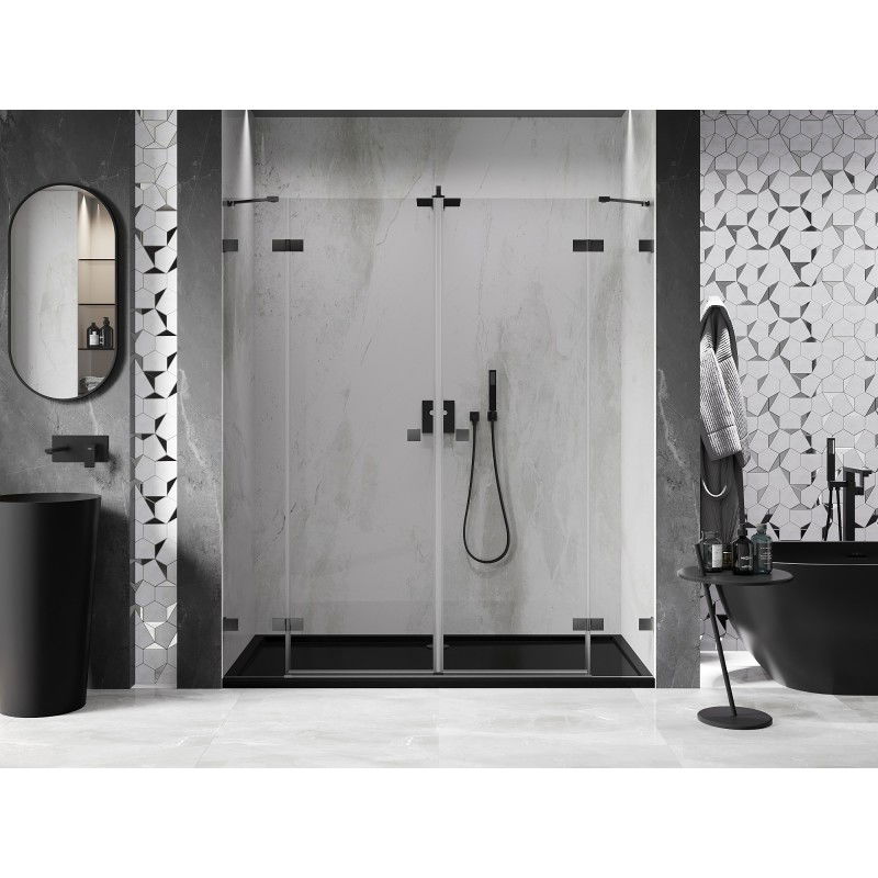 Mexen Lunar Duo portes de douche battantes 180 cm, transparent, gris canon brossé - 834D-180-000-66-00