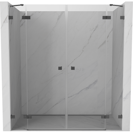 Mexen Lunar Duo portes de douche battantes 180 cm, transparent, gris canon brossé - 834D-180-000-66-00