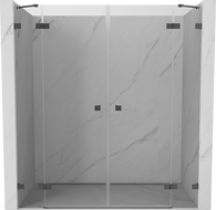 Mexen Lunar Duo portes de douche battantes 190 cm, transparent, gris canon brossé - 834D-190-000-66-00