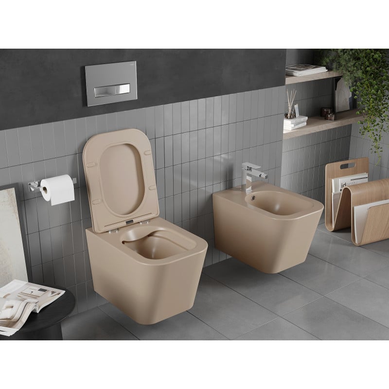 Mexen Teo cuvette wc Rimless avec abattant slim à descente amortie, duroplast, cappuccino mat - 30854064
