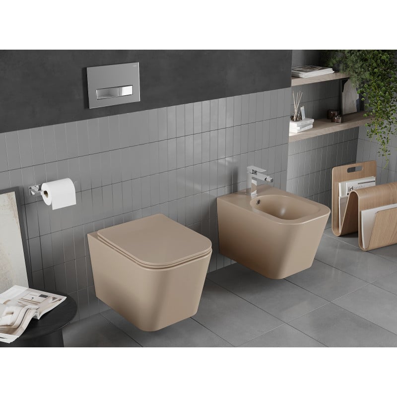 Mexen Teo cuvette wc Rimless avec abattant slim à descente amortie, duroplast, cappuccino mat - 30854064