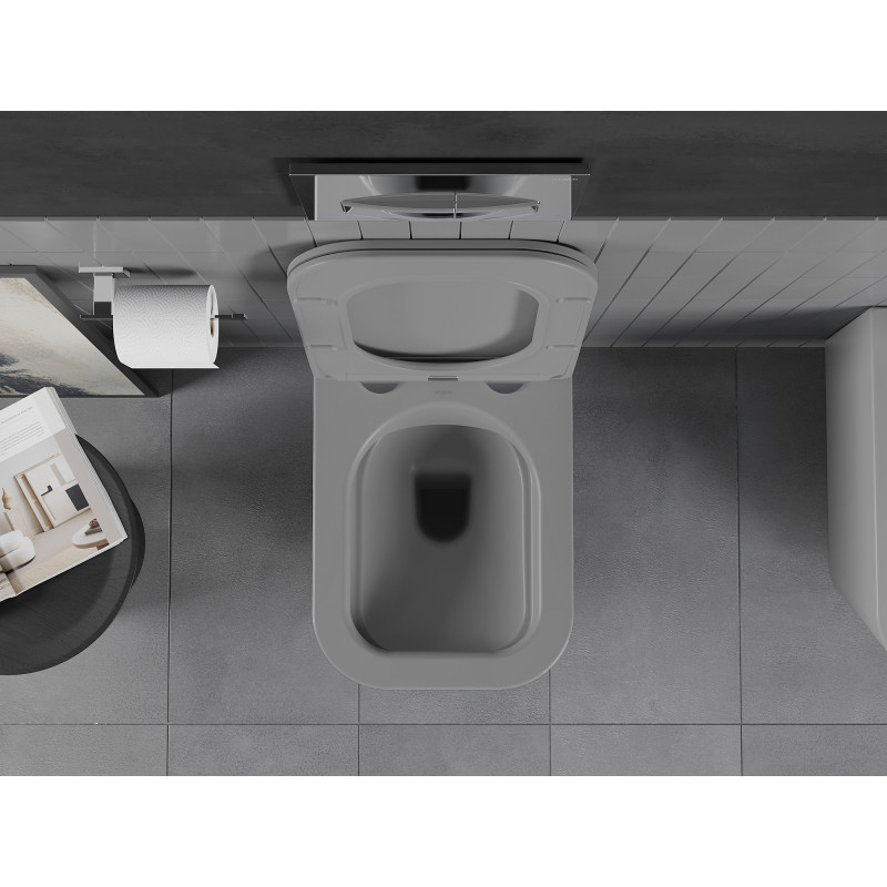 Mexen Teo cuvette WC sans bride avec abattant à descente ralentie slim, duroplast, gris clair mat - 30854061