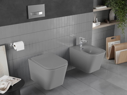 Mexen Teo cuvette WC sans bride avec abattant à descente ralentie slim, duroplast, gris clair mat - 30854061