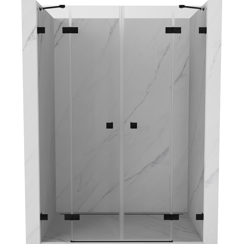 Mexen Lunar Duo porte de douche battante 160 cm, transparent, noir - 834D-160-000-70-00