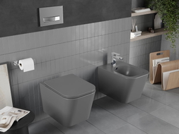 Mexen Teo cuvette WC sans bride avec abattant à descente amortie slim, duroplast, gris foncé mat - 30854071