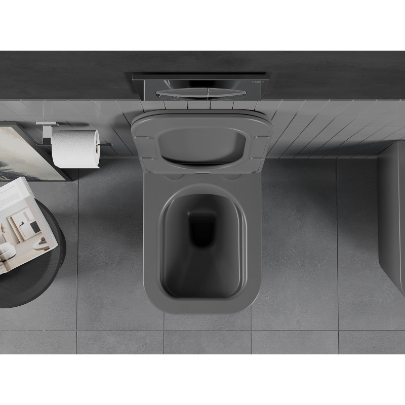 Mexen Teo cuvette WC sans bride avec abattant à descente amortie slim, duroplast, gris foncé mat - 30854071