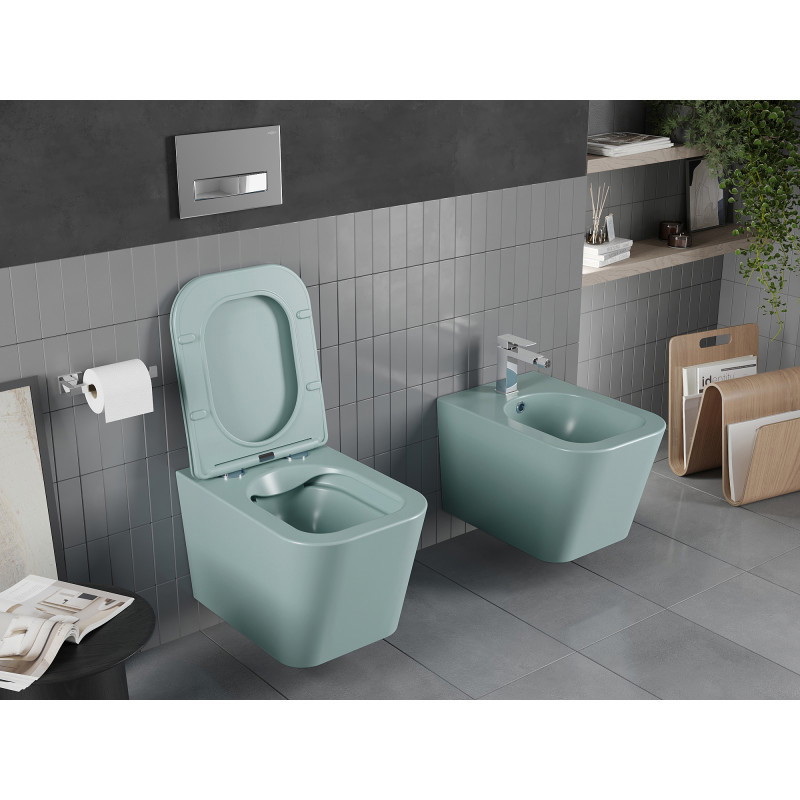 Mexen Teo cuvette wc sans rebord avec abattant à descente lente slim, duroplast, vert clair mat - 30854048