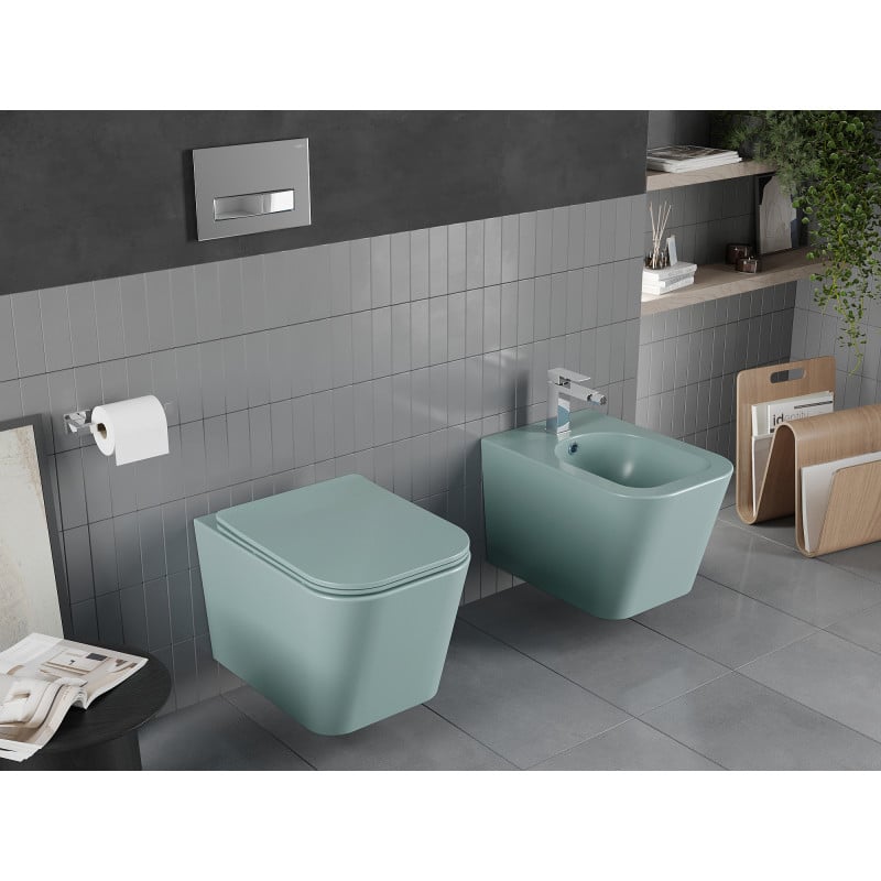 Mexen Teo cuvette WC sans bord avec abattant slim à descente progressive, duroplast, vert clair mat - 30854048