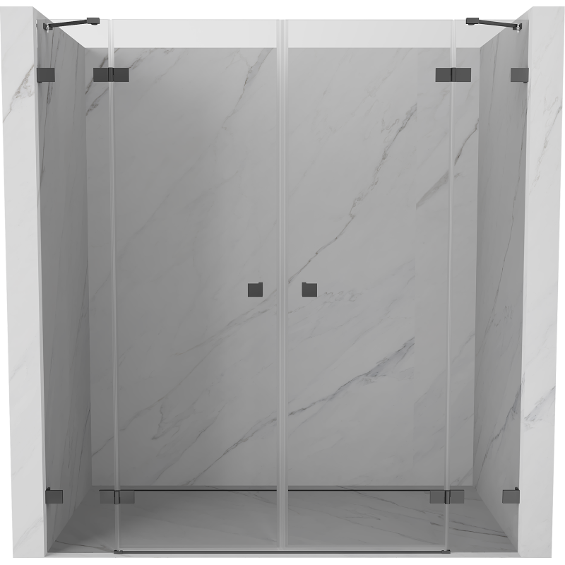 Mexen Lunar Duo portes de douche battantes 170 cm, transparent, métal gun - 834D-170-000-95-00