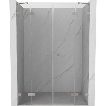 Mexen Lunar Duo portes de douche battantes 140 cm, transparentes, nickel brossé - 834D-140-000-97-00