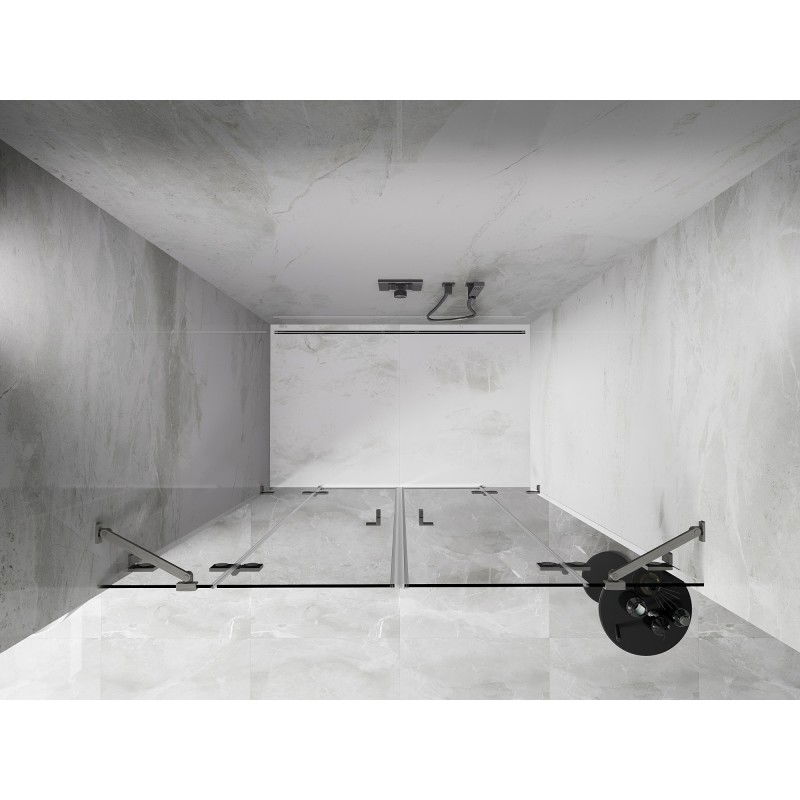 Mexen Lunar Duo portes de douche battantes 140 cm, transparentes, nickel brossé - 834D-140-000-97-00