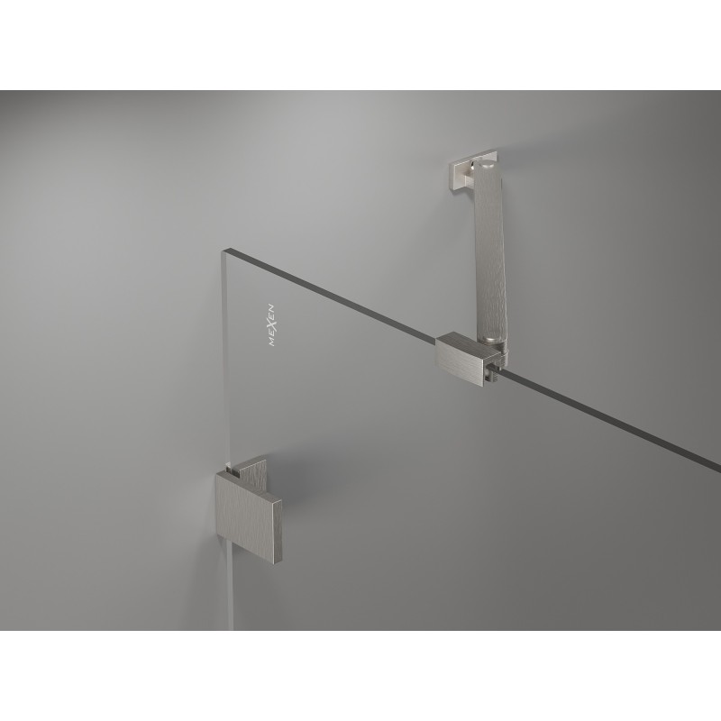 Mexen Lunar Duo portes de douche battantes 140 cm, transparentes, nickel brossé - 834D-140-000-97-00