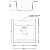 Mexen Vito évier en granit à 1 cuve 520 x 490 mm, Noir, siphon Or - 6503521000-77-G