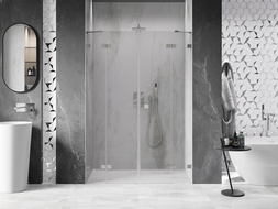 Mexen Lunar Duo porte de douche pivotante 150 cm, transparent, nickel brossé - 834D-150-000-97-00