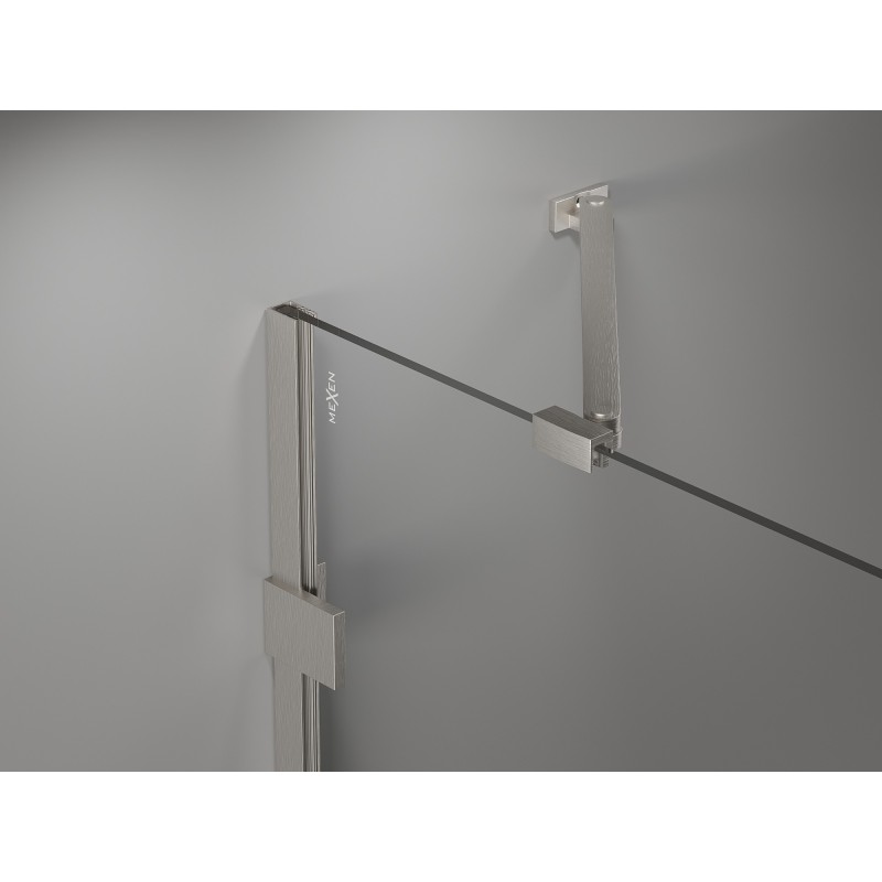 Mexen Lunar Duo porte de douche pivotante 150 cm, transparent, nickel brossé - 834D-150-000-97-00