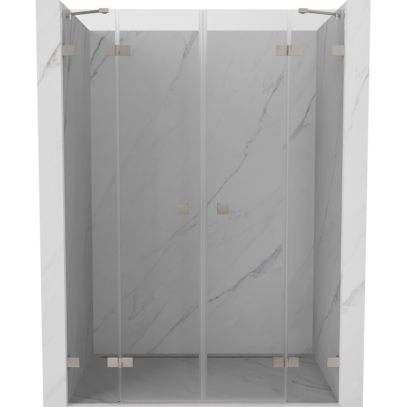 Mexen Lunar Duo porte de douche pivotante 150 cm, transparent, nickel brossé - 834D-150-000-97-00
