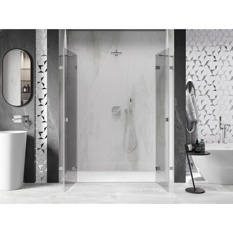 Mexen Lunar Porte de douche pivotante duo 180 cm, transparent, nickel brossé - 834D-180-000-97-00