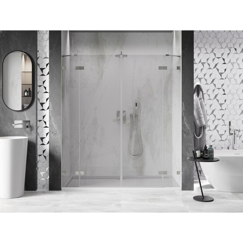 Mexen Lunar Duo portes de douche pivotantes 190 cm, transparentes, nickel brossé - 834D-190-000-97-00