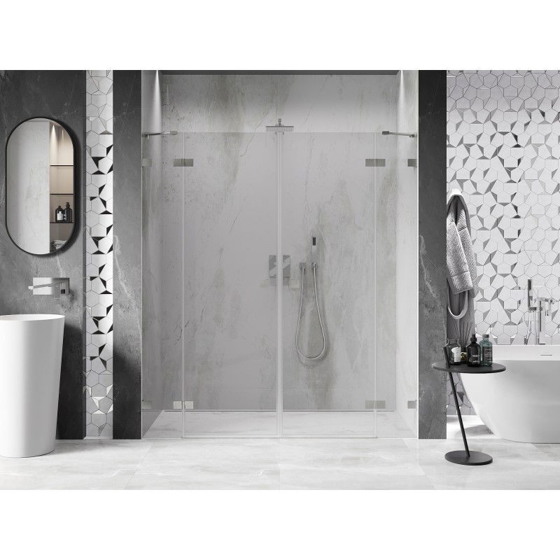 Mexen Lunar Duo portes de douche battantes 200 cm, transparent, nickel brossé - 834D-200-000-97-00