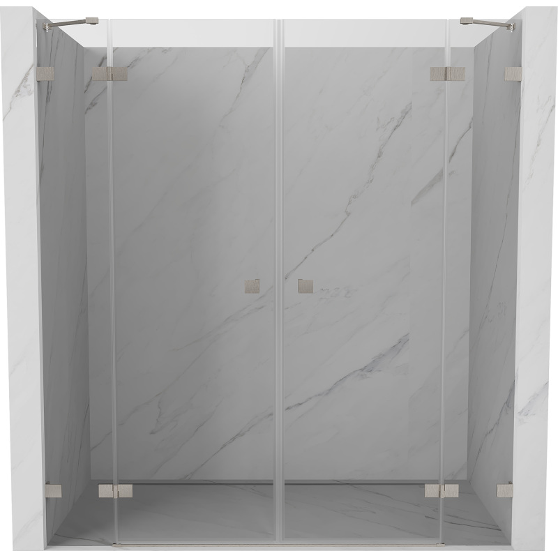 Mexen Lunar Duo portes de douche battantes 200 cm, transparent, nickel brossé - 834D-200-000-97-00
