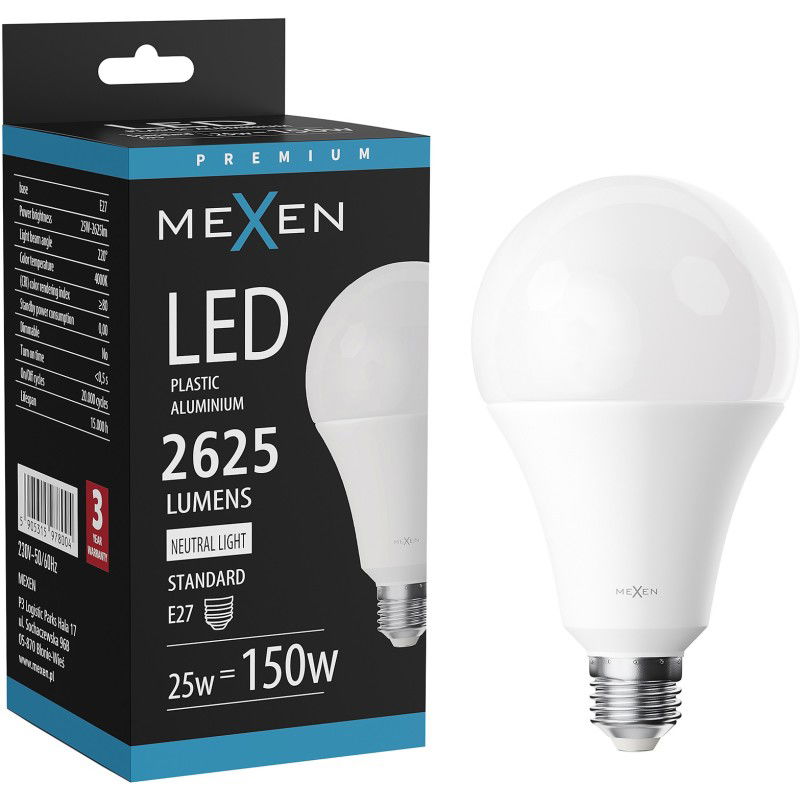 Mexen Nova Ampoule LED E27, A95, 25W, Neutre - 4000K, 2625 lm - L100-E27-2540-01