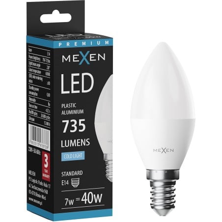 Mexen Nova Ampoule LED E14, C37, 7W, Froid - 6500K, 735 lm - L102-E14-0765-01