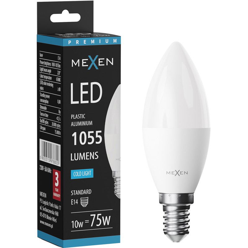 Mexen Nova Ampoule LED E14, C37, 10W, Froid - 6500K, 1055 lm - L102-E14-1065-01