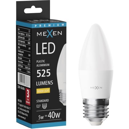 Mexen Nova Ampoule LED E27, C37, 5W, Chaude - 3000K, 525 lm - L102-E27-0530-01