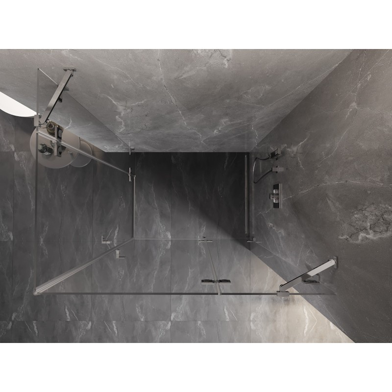 Mexen Lunar Duo cabine de douche pivotante droite 80 x 70 cm, transparent, chrome - 834-080P-070L-01-00