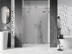 Mexen Lunar L Duo porte de douche battante 160 cm, transparent, chrome - 834DL-160-000-01-00